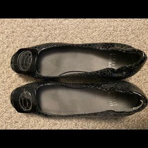 Black Snake kitten heel pumps